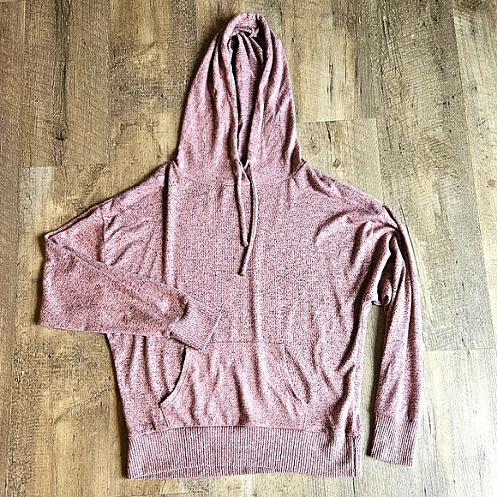 Women's Active USA Mauve Pink Lightweight Soft Cozy Sweatshirt Hoodie Loose Fit